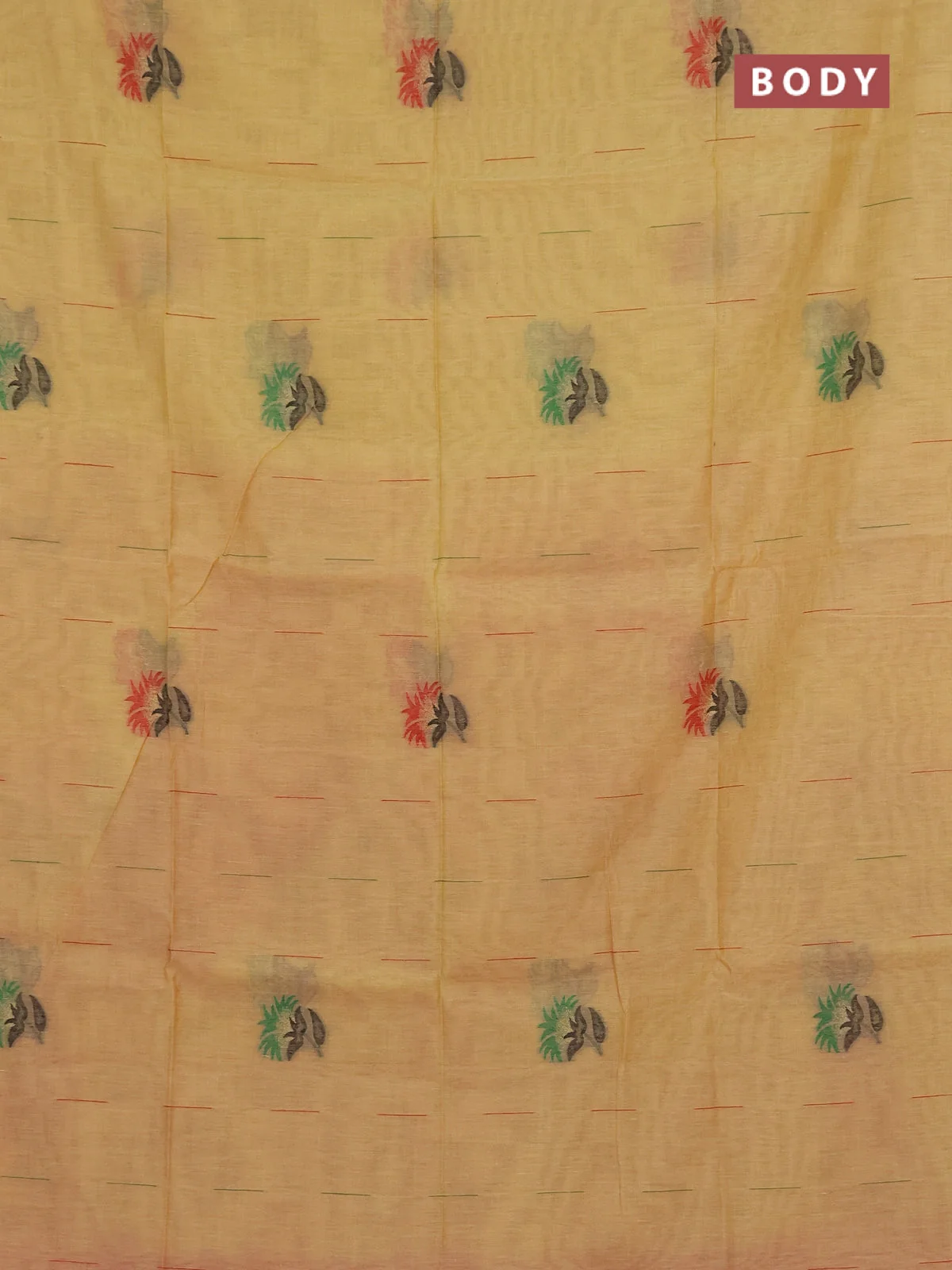 Jamdhani Cotton Saree - Pale Yellow and Red